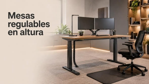 mesa con monitores arriba